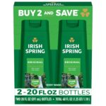Irish Spring Original Moisturizing Body Wash for Men, 24-Hour Fresh, Face and Body Wash, Men’s Body Wash, Biodegradable Ingredients, Paraben Free, Cool Fresh Scent, 20 fl oz Bottle (2 Pack)