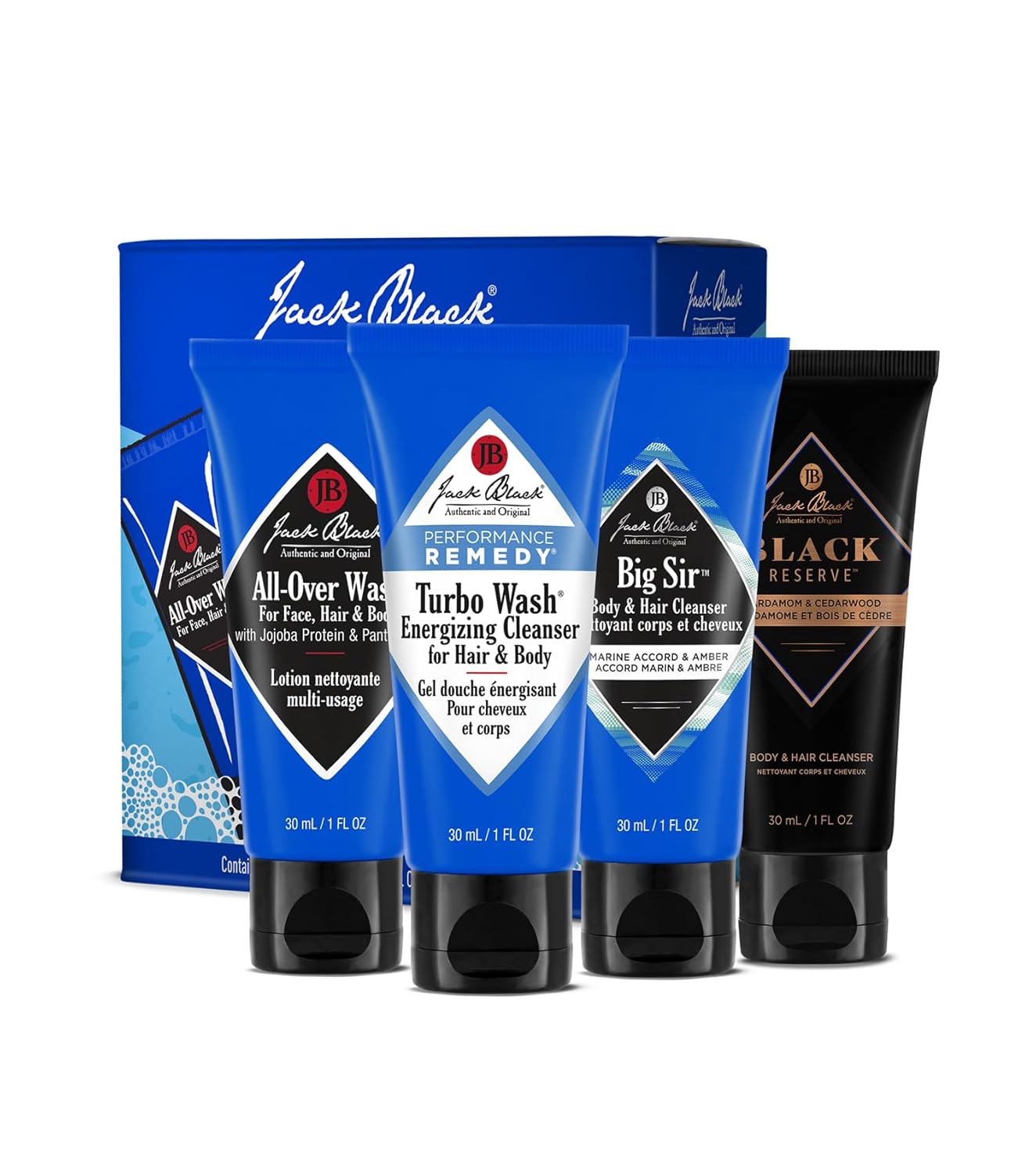 Jack Black Men's Body & Hair Cleanser Travel Set Jack Black Body & Hair Cleanser Collection Set for Men - Mens Body Wash Travel Size