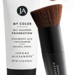 Jerome Alexander My Color Self-Adjusting Foundation, Hydrating & Lightweight Face Makeup, Skincare-Infused, with Kabuki Brush, Medium, 1 oz