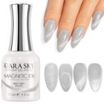 KIARA SKY Cat Eye Gel Nail Polish 15ml | Silver White Magnetic FX Cat Eye Gel Polish Soak Off | UV LED Nail Lamp Gel | Metallic Velvet Cat Eye Gel Polish Nail Art Salon DIY Home Gel Nails - Mist Me