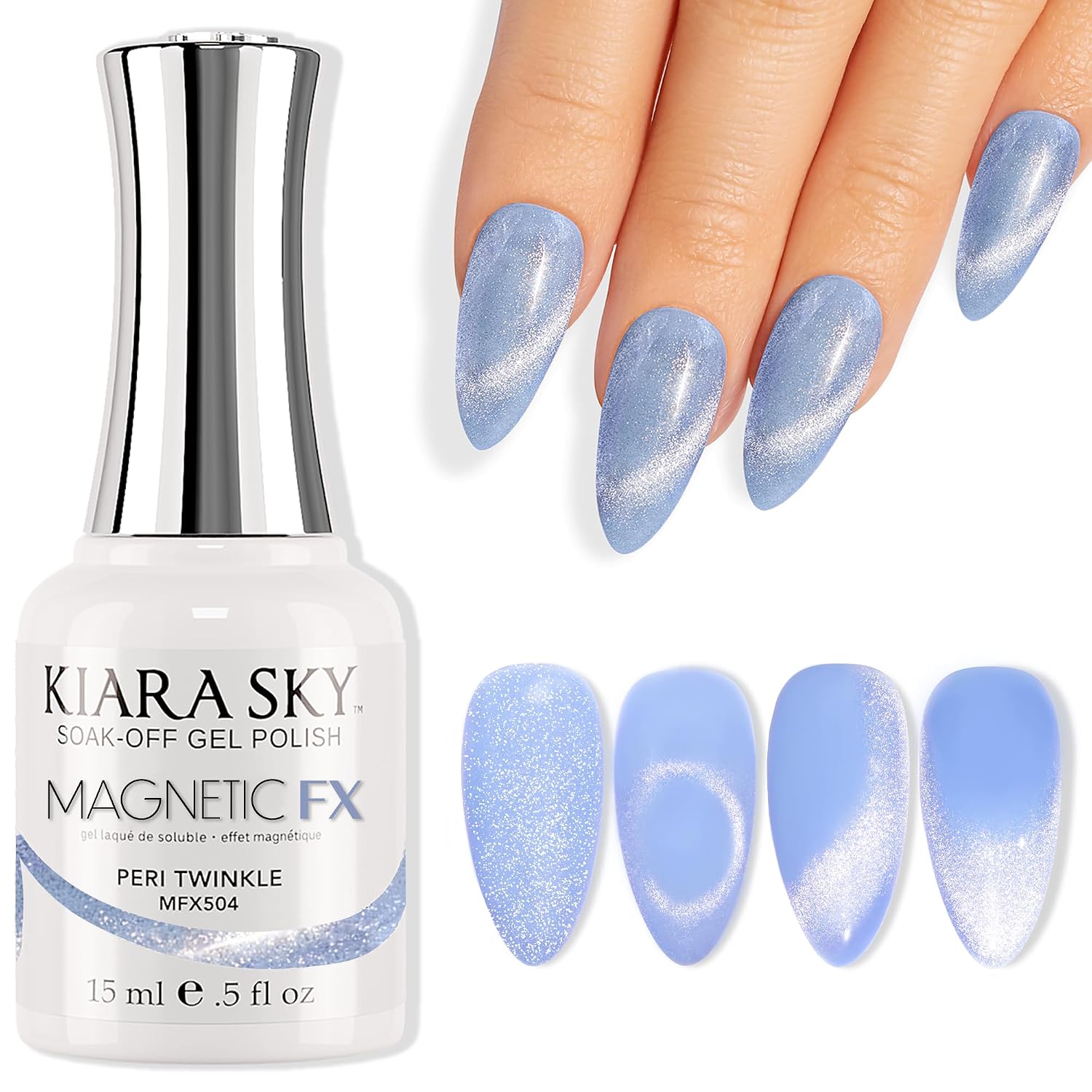 Kiara Sky Cat Eye Gel Polish – Periwinkle Magnetic FX KIARA SKY Cat Eye Gel Nail Polish 15ml | Blue Peri Winkle Magnetic FX Gel Polish Soak Off | UV LED Nail Lamp Gel | Metallic Velvet Cat Eye Gel Polish Nail Art Salon DIY Home Gel Nails - Peri-Winkle