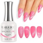 KIARA SKY Cat Eye Gel Nail Polish 15ml | Hot Pink Magnetic FX Cat Eye Gel Polish Soak Off | UV LED Nail Lamp Gel | Metallic Velvet Cat Eye Gel Polish Nail Art Salon DIY Home Gel Nails - Pink Luster