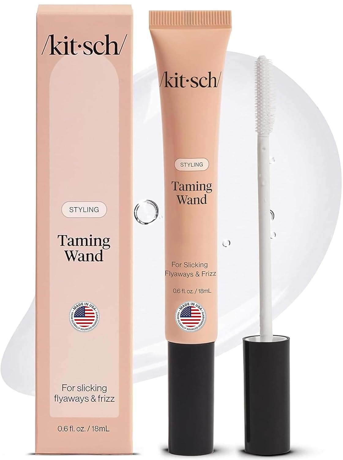 Kitsch Flyaway Hair Taming Wand with Biotin & Aloe Kitsch Hair Taming Wand - Fly Away Stick For Hair with Biotin, Aloe & Vitamin E | Clear Hair Mascara for Flyaways, Slick Back Style | Travel Size | Ideal Gifts for Women - 18mL