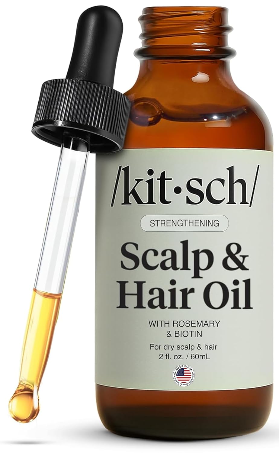 Kitsch Rosemary Hair Growth Oil: Nourishing Pre-Wash Treatment, 60mL Kitsch Rosemary Oil for Hair Growth – Pre-Wash Hair Oil with Castor, Biotin, Jojoba – Hair Care, Adds Shine, Strengthens Roots, Scalp Treatment | Ideal Gifts for Women – Lavender Scent, 60mL