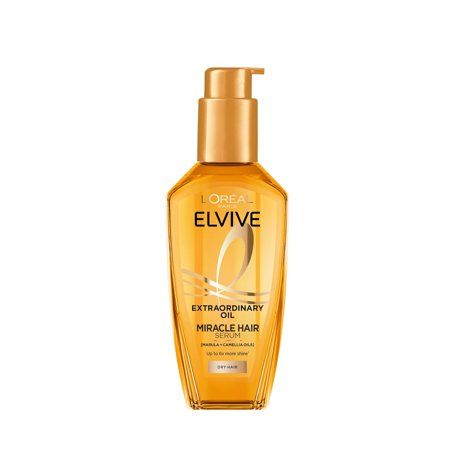 L'Oréal Elvive Oil Serum: Nourishing Shine & Heat Protection L'Oréal Paris Elvive Extraordinary Oil Miracle Hair Serum, Intense Nourishment, Up to 6x more Shine, up to 230° heat protection, suitable for all hair types, 100ml