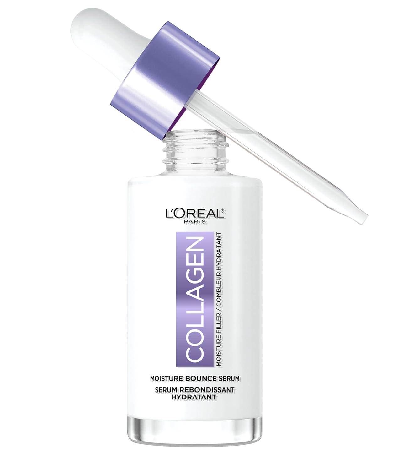 L'Oreal Paris Collagen Serum for Radiant, Hydrated Skin L'Oreal Paris Collagen Moisture Filler Moisture Bounce Face Serum, Glow Serum with Collagen, Glycerin, and Squalane for Bouncy, Radiant, Hydrated Skin, Includes Sample