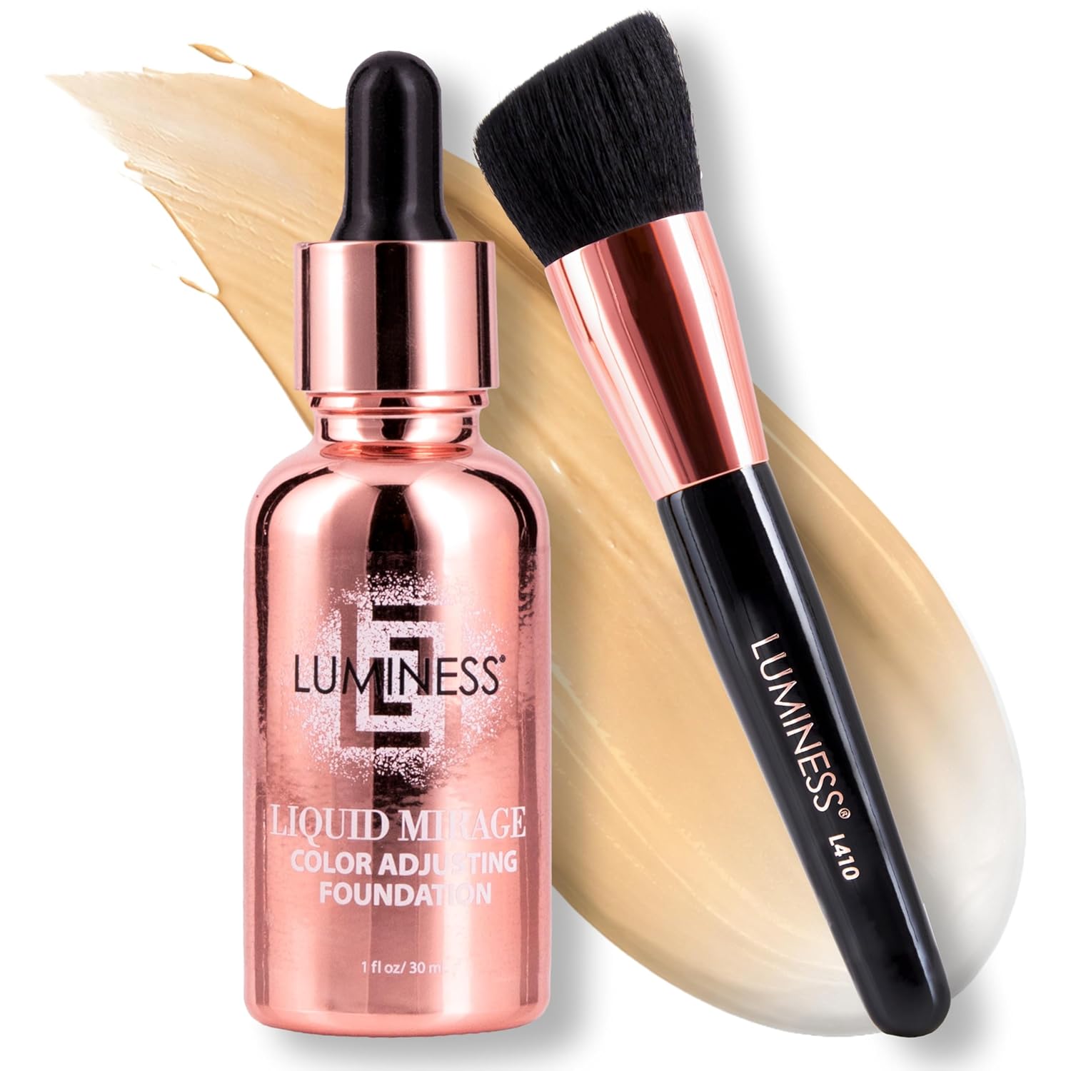 LUMINESS Liquid Mirage: Color-Changing Foundation Kit with SPF 50 LUMINESS Liquid Mirage w/SPF 50 Color Adjusting Foundation Kit - Color Changing Foundation, SPF 50 Primer & Makeup Brush, Face Makeup for Mature Skin, 4in1 Liquid Foundation, Concealer & Moisturizer