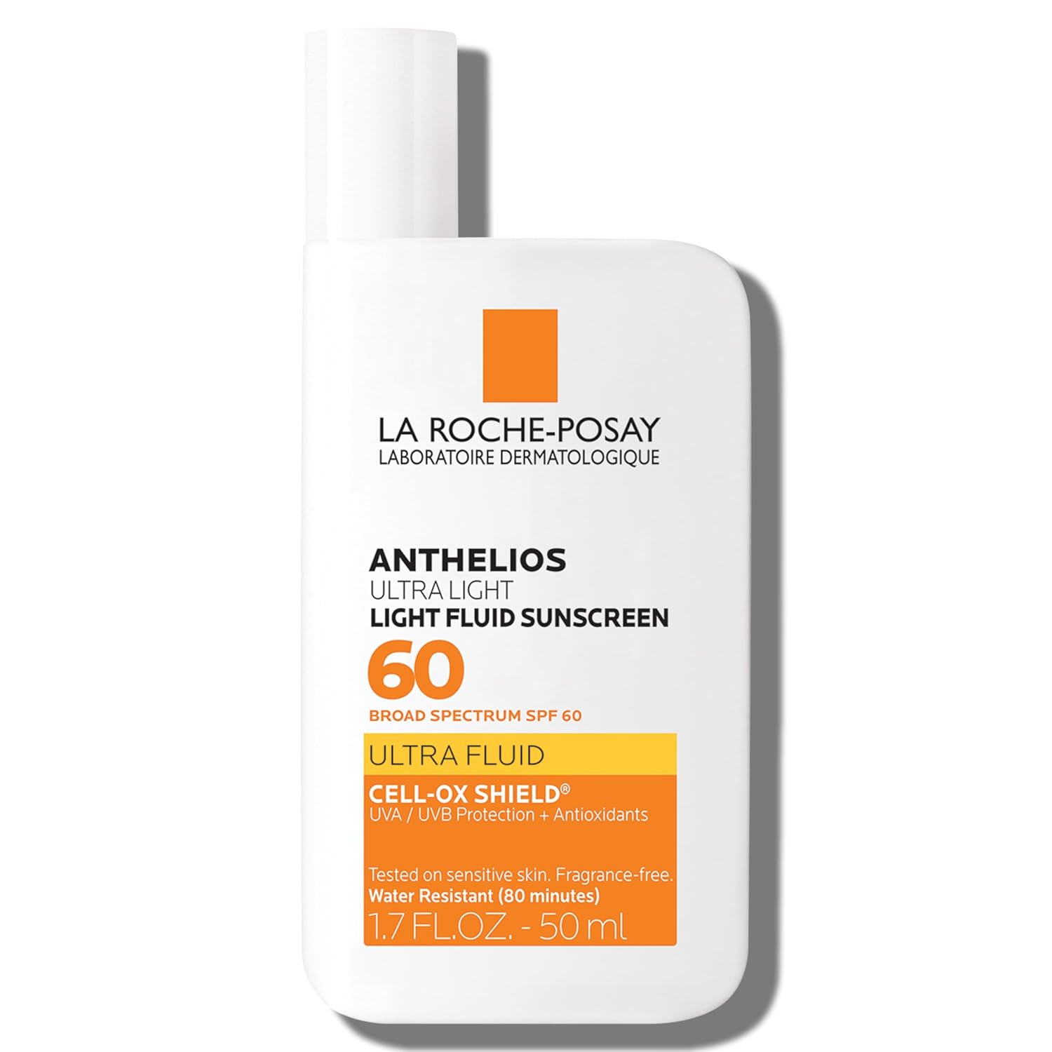 La Roche-Posay Anthelios SPF 60 Light Fluid Sunscreen, Travel Size La Roche-Posay Anthelios Light Fluid Facial Sunscreen SPF 60, Lightweight Sunscreen For Face, Fluid Texture, Broad Spectrum SPF + Antioxidants, Oil Free & Oxybenzone Free, Travel Size 1.7 Fl. Oz.