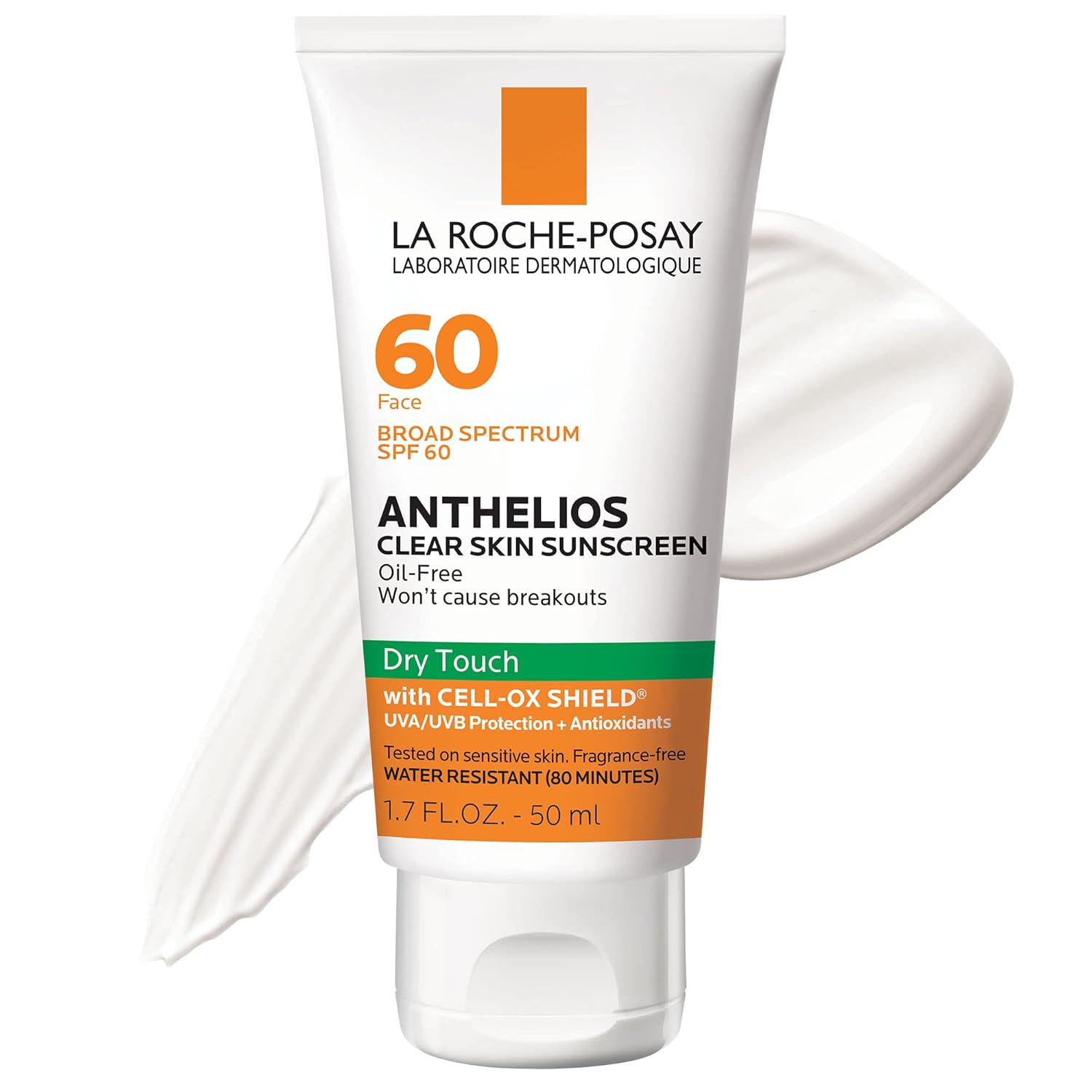 La Roche-Posay SPF 60 Clear Skin Sunscreen, Travel Size La Roche-Posay Anthelios Clear Skin Sunscreen Dry Touch SPF 60, Oil Free Sunscreen For Face, Oil Absorbing, Broad Spectrum SPF + Antioxidants, Non-Greasy, Oxybenzone Free, Travel Size
