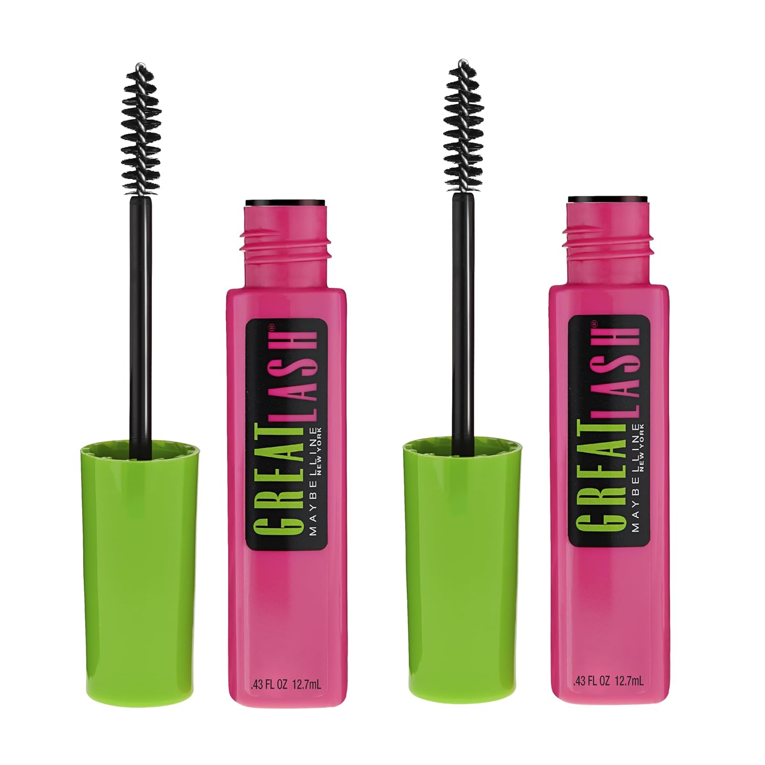 Maybelline Great Lash Volumizing Mascara, 2 Count, Very Black Maybelline Great Lash Washable Mascara Makeup, Volumizing Lash-Doubling Formula That Conditions As It Thickens, Very Black, 2 Count