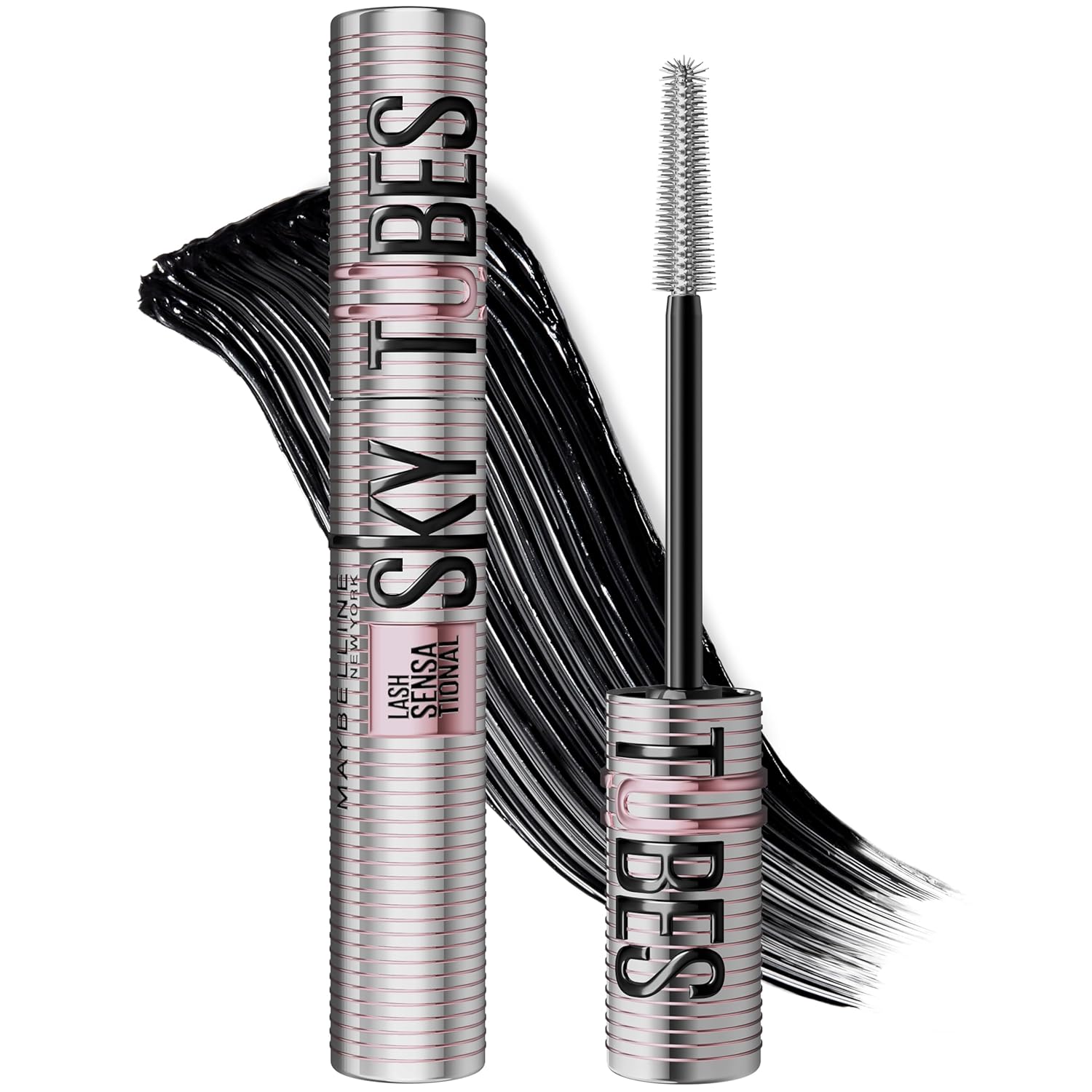 Maybelline Lash Sensational Sky Tubes Mascara: 24HR Lengthening, Very Black. Maybelline Lash Sensational Sky Tubes Tubing Mascara, Extension-Like Lengthening Mascara, 24HR Eye Makeup with Shea Butter & Castor Oil, Very Black, 1 Count