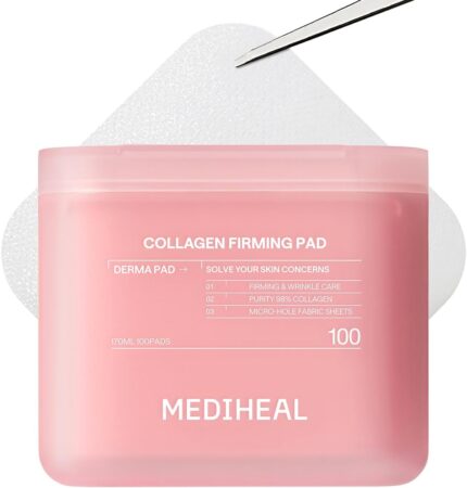 MEDIHEAL Toner Pads 100 Count - Skin Firming Pad - Contains Retinol & Peptides for Firming Care - Helps Restore Skin Elasticity - Korean Skin Care