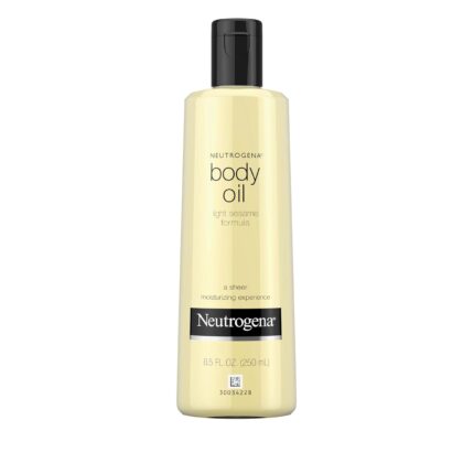 Neutrogena Body Oil Light Sesame Formula, 8.5 fl oz, Radiant Glow Moisturizer for Dry Skin, Bath & Shower Oil For Smooth and Hydrated Skin