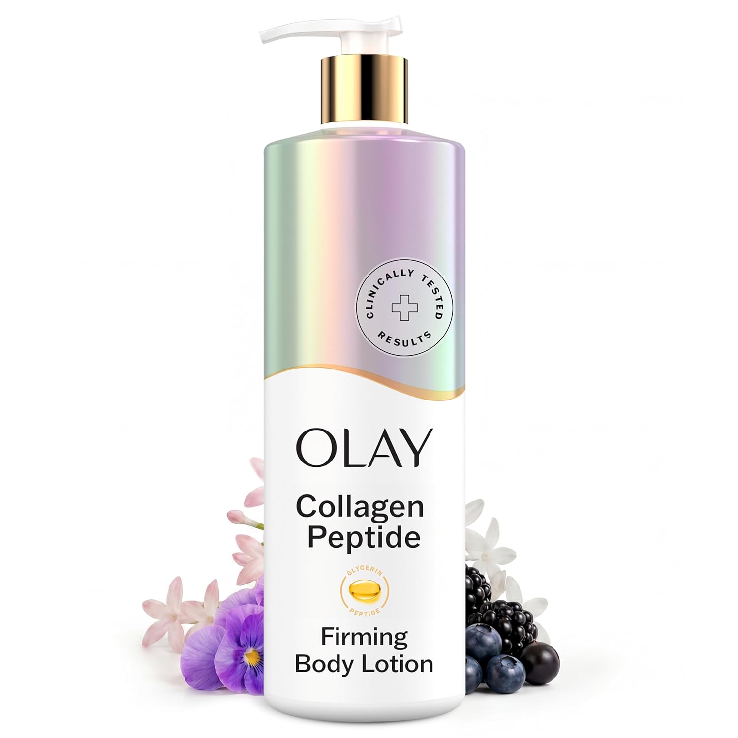 Olay Firming Body Lotion with Collagen Peptides, 24hr Hydration Olay Body Lotion for Women, Firming with Collagen Peptides Serum, Visibly Firmer Skin, 24hr Moisture & Hydration, Fast Absorbing Formula, Vitamin B3 Complex, For All Skin Types, 17 fl oz