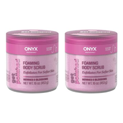 Onyx Professional Foaming Body Scrub With Brush, Berries & Blossoms, 16oz, 2pk