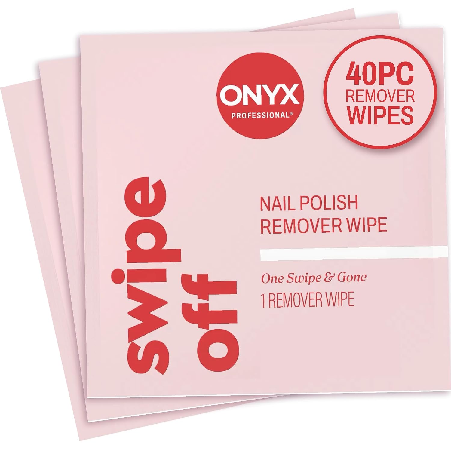 Onyx Nail Polish Remover Pads: 40 Individually Wrapped Wipes Onyx Professional Nail Polish Remover Pads, 40 Wipes - Acetone Wipes, Individually Wrapped, Fingernail Travel Kit to Clear Nail Polish, Acetone Pads
