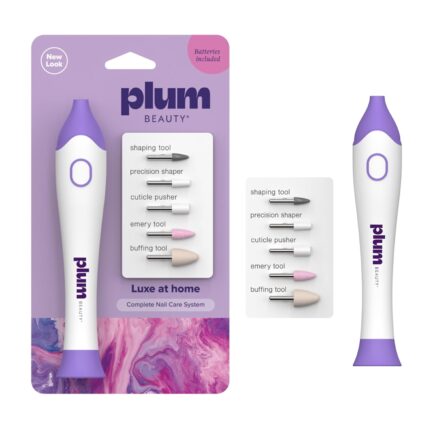 Plum Beauty Complete 5-in-1 Nail Care System – Manicure & Pedicure Kit | with Interchangeable Attachments for Shaping, Buffing, and Cuticle Care