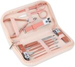 Nail Clippers & Beauty Tool Portable Set, Rose Gold Manicure Set, 12 in 1. | Martensitic Stainless Steel, Pink Leather Bag, Suitable for Home, Workplace, Outdoor Travel, Gift Giving, Salon.