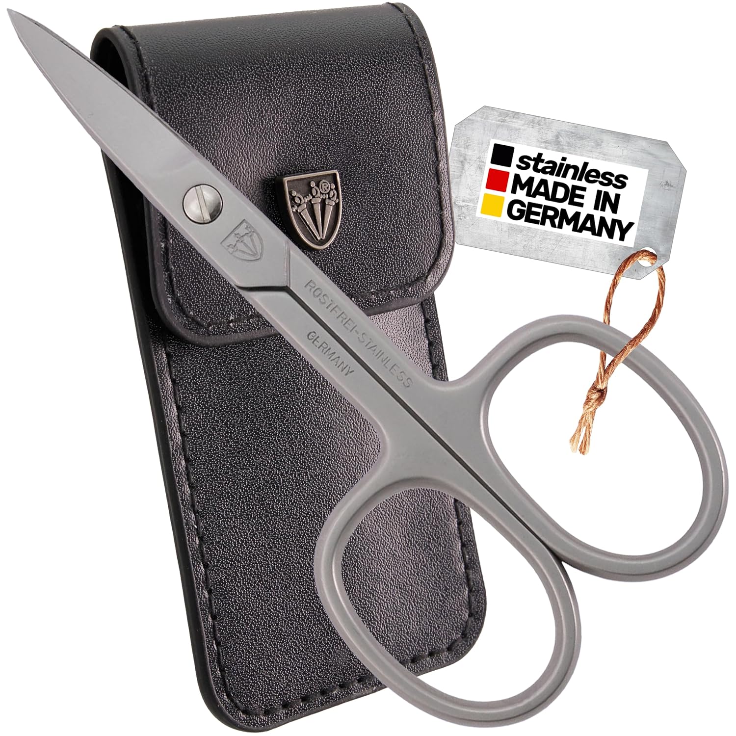 Premium Curved Stainless Steel Nail Scissors with Case - Germany 3 Swords Germany - brand quality STAINLESS STEEL INOX CURVED NAIL SCISSORS (1 PIECE) with case for manicure pedicure - nail care by 3 Swords - Made in Germany