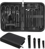 MINKINH Manicure Set Professional Nail Clipper Kit-26 Pieces Stainless Steel Manicure Kit,Nail Care Tools with Luxurious Travel Case Nail Grooming Kit Present for Men Husband Boyfriend Parent (Black)