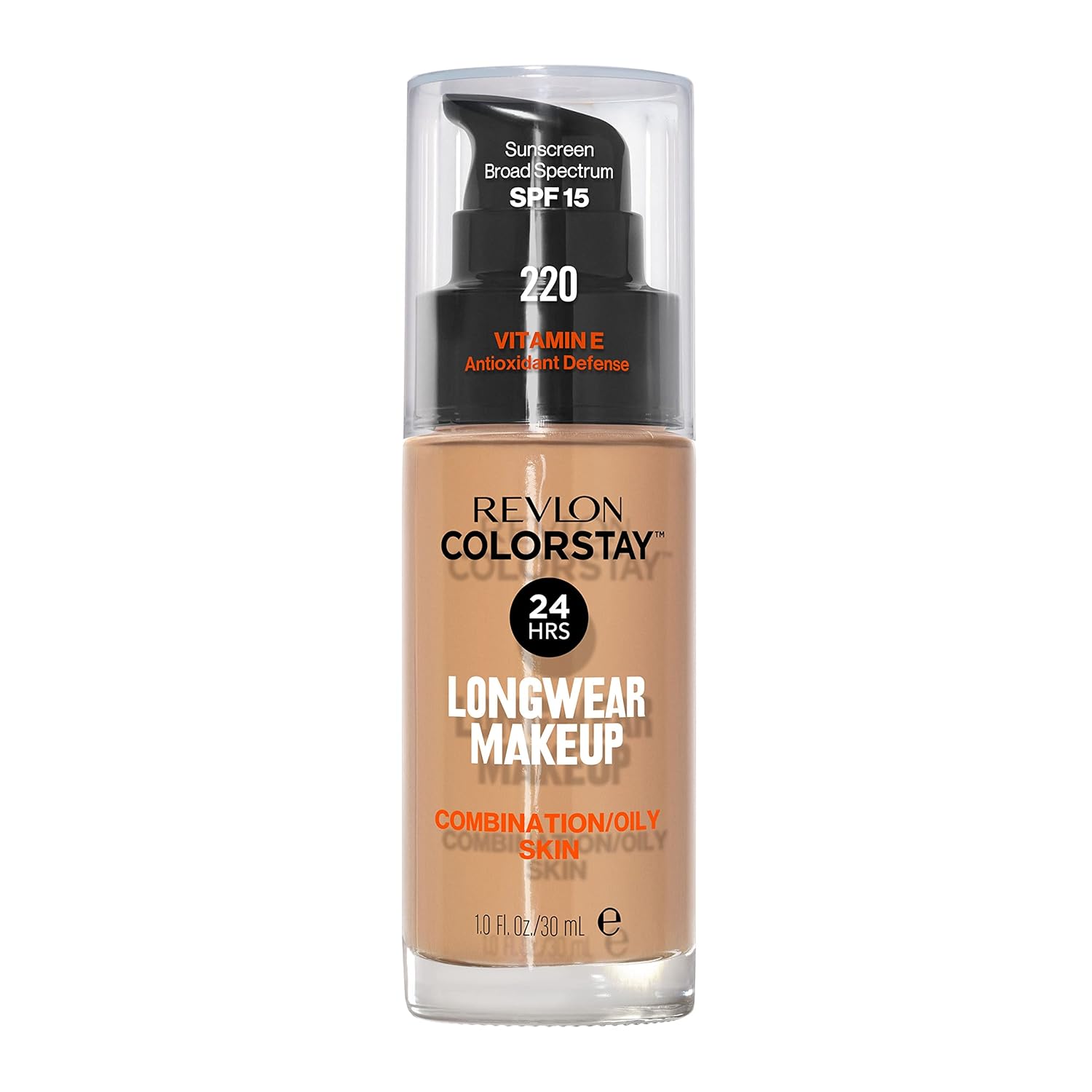 Revlon ColorStay Foundation: Matte Finish, SPF 15, Natural Beige. Revlon Liquid Foundation, ColorStay Face Makeup for Combination & Oily Skin, SPF 15, Medium-Full Coverage with Matte Finish, 220 Natural Beige, 1 Fl Oz