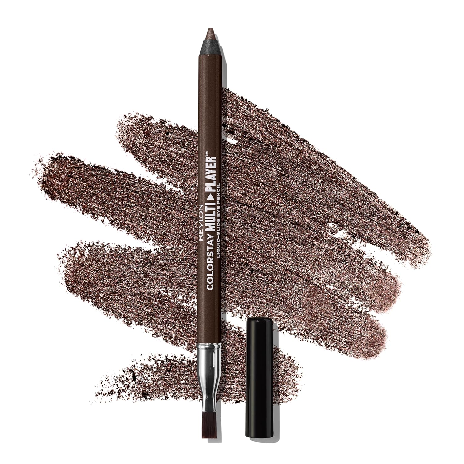 Revlon ColorStay Waterproof Eye Pencil with Blending Brush REVLON ColorStay Multiplayer Liquid-Glide Eye Pencil, Multi-Use Makeup With Blending Brush, Blends Then Sets, Creamy Texture, Waterproof, Smudge-proof, Longwearing, 402 High Stakes, 0.03 Oz