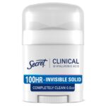 Secret Clinical Strength 100HR Sweat & Odor, Invisible Solid Antiperspirant & Deodorant for Women, 3X Stress Protection with Hyaluronic Acid, PH Balanced, Completely Clean Scent, 0.5 oz