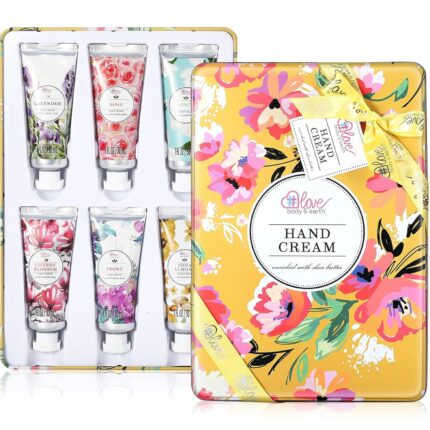 BODY & EARTH Hand Cream Gifts Set with Shea Butter, Hand Lotion Travel Size Hand Cream for Women, Moisturizing Hand Lotion Set for Dry Cracked Hands, Birthday Gifts Set for Women, 6 x 1 OZ