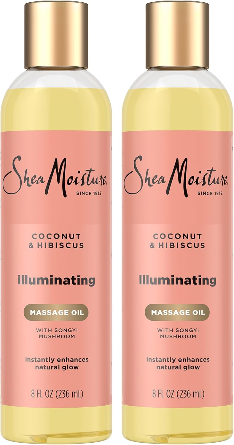 SheaMoisture 2-Pack Massage Oil: Coconut & Hibiscus Glow Essentials SheaMoisture Massage Oil, Illuminating Coconut & Hibiscus 2-Pack – Glow Up Essentials, 8 Oz Ea