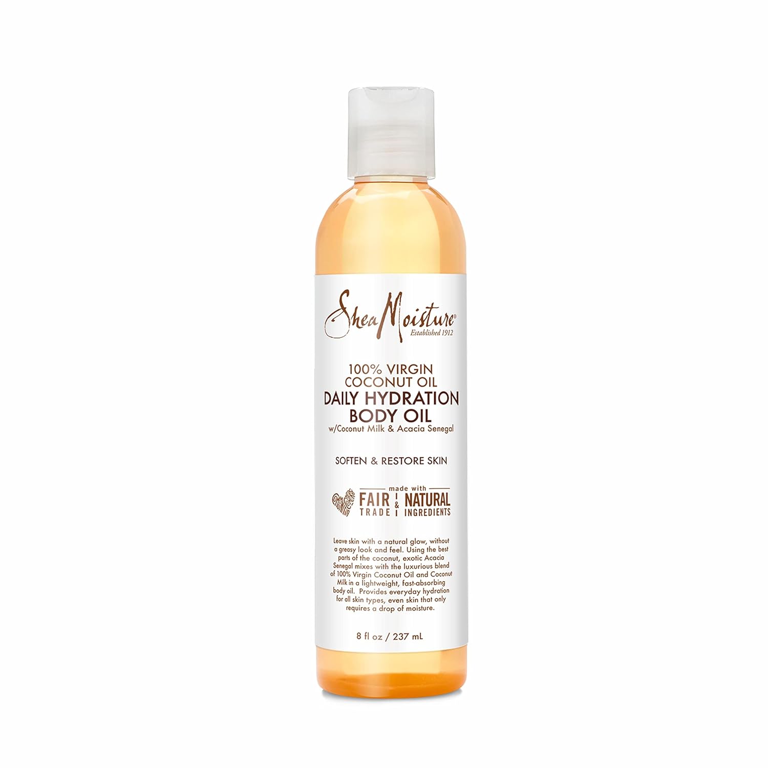 SheaMoisture Coconut Oil Body Oil for Dry Skin, 8 oz SheaMoisture Daily Hydration Body Oil Virgin Coconut Oil For Dry Skin Paraben Free 8 oz