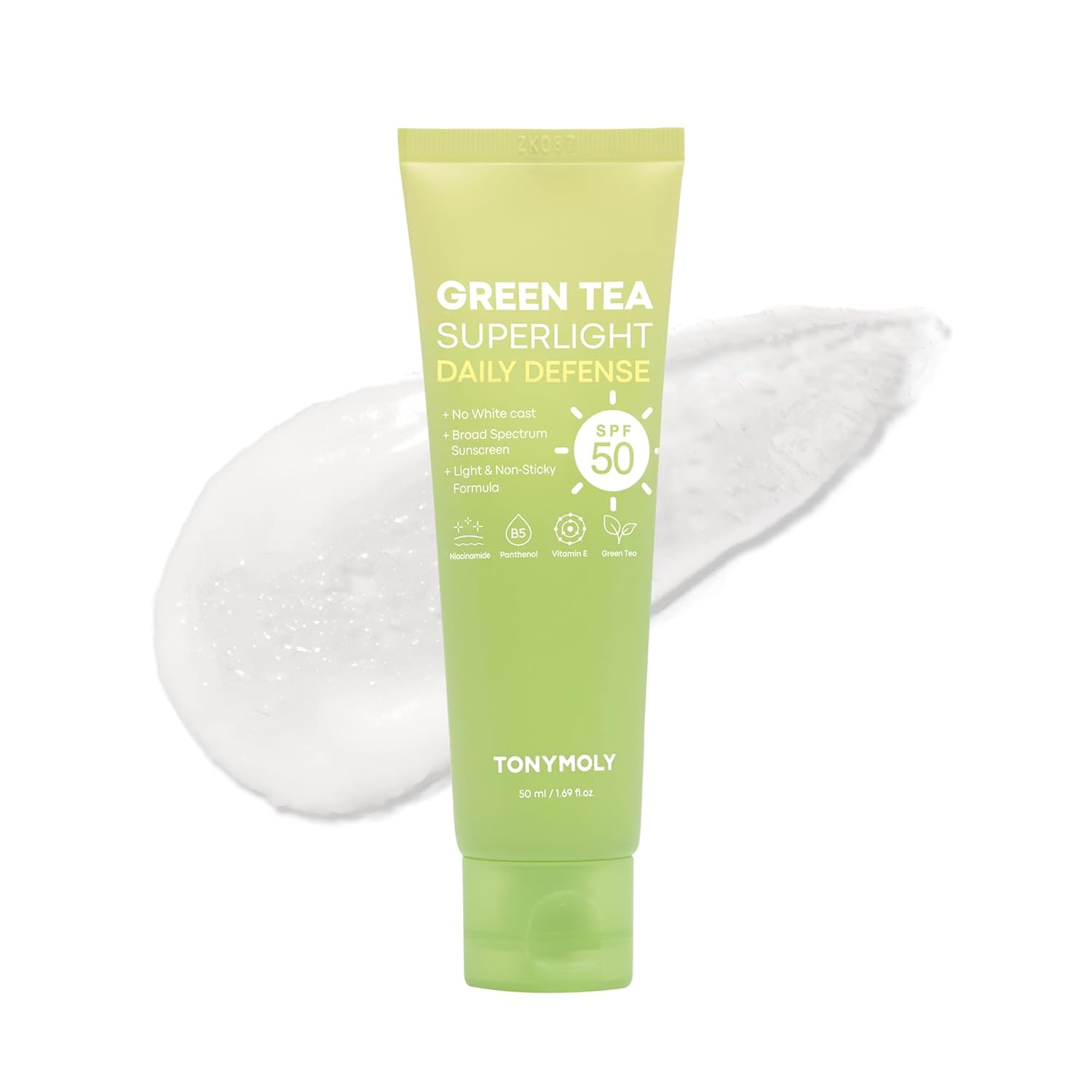 TONYMOLY Green Tea Sunscreen SPF 50+ - Lightweight, Hydrating, No TONYMOLY Green Tea Korean Sunscreen SPF 50+ PA++++ — No White Cast, Lightweight Face Sunscreen for All Skin Tones, Hydrating with Niacinamide, Panthenol & Hyaluronic Acid, 1.69 fl oz