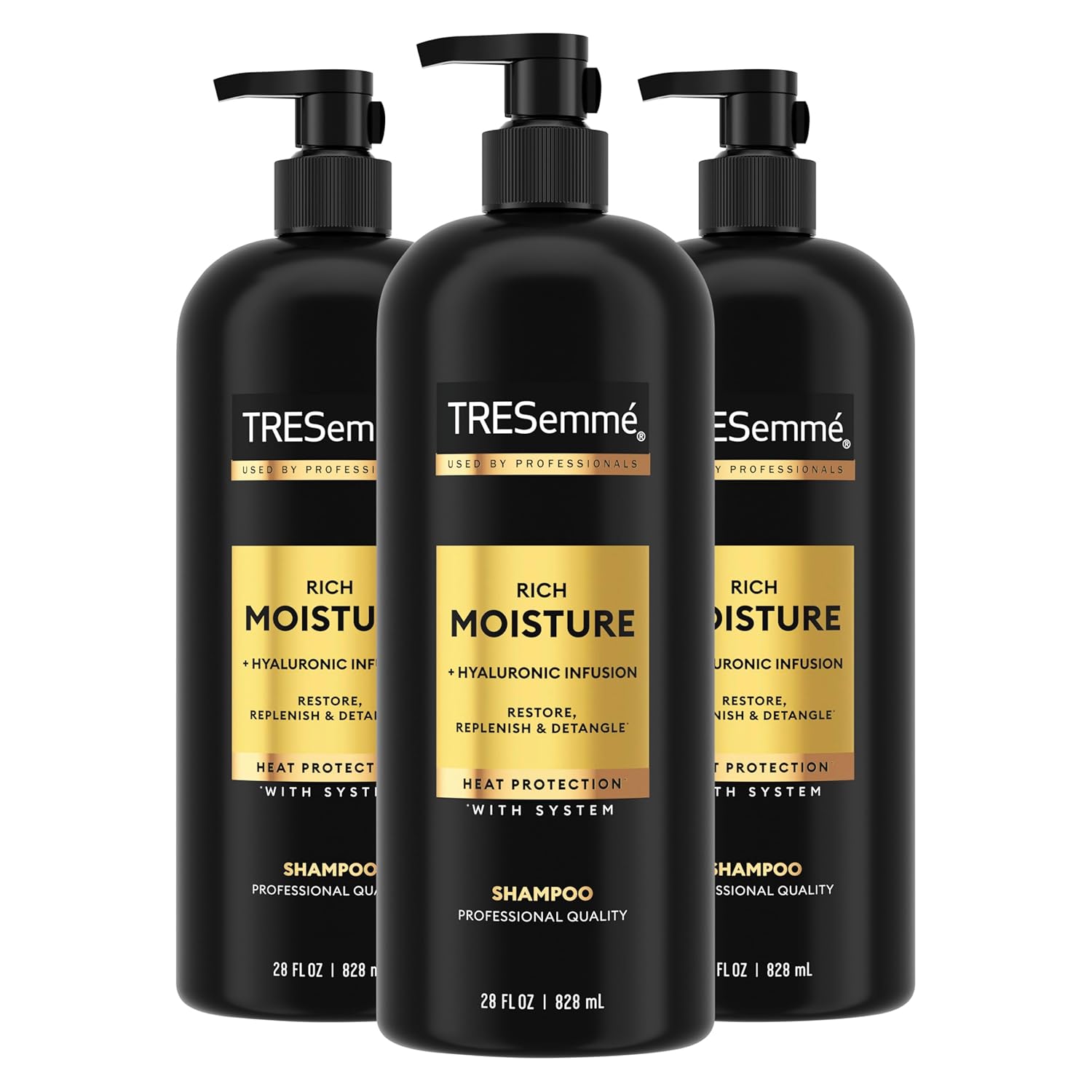 TRESemmé Hydrating Shampoo Trio for Dry Hair, 28 Fl Oz TRESemmé Rich Moisture Hydrating Shampoo 3 Count for Dry Hair Formulated With Pro Style Technology 28 Fl Oz