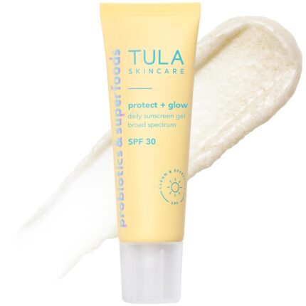 TULA Skincare Protect + Glow Daily Sunscreen SPF, for Dullness & Sun Protection with Prebiotic Extracts & Probiotic Superblend