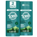 Tom’s of Maine North Woods Antiperspirant for Men and Women, No Artificial Fragrances, Dyes, or Preservatives, Baking Soda Free, 48-Hour Odor and Sweat Protection, 3.25 oz (2 Pack)