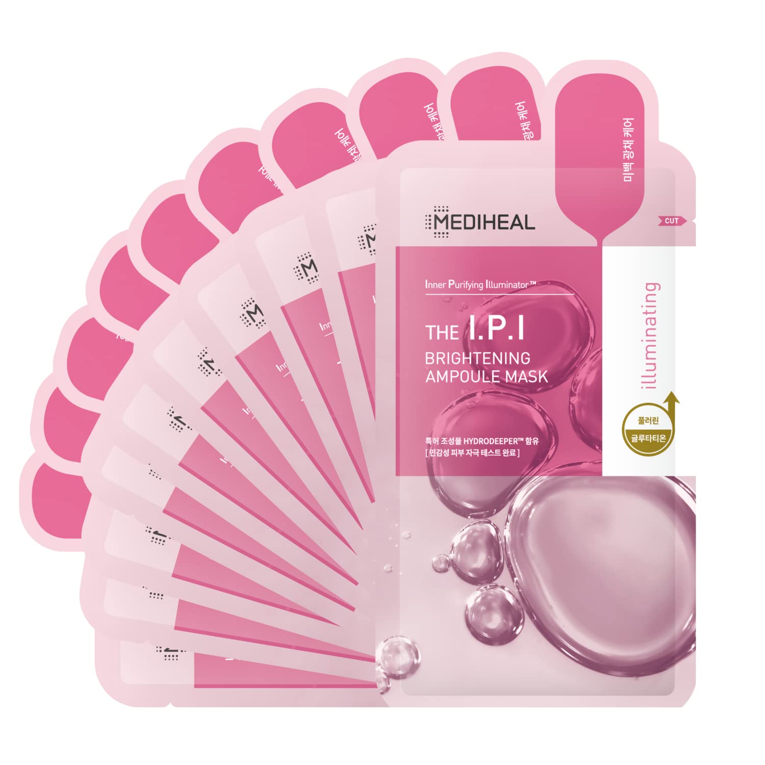 Top Korean IPI Ampoule Sheet Masks for Brightening Skin Mediheal Official Best No.1 Korean Sheet Mask - IPI Ampoule Face Mask 10 Sheets For Brightening Radiant for Dull Skin with Niacinamide