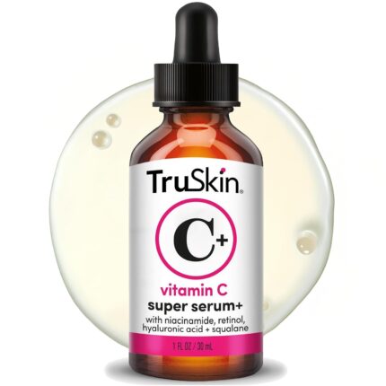 TruSkin Vitamin C Super Serum for Face - Five Skin Benefits in One Serum with Vitamin C, Retinol, Niacinamide, Hyaluronic Acid & Squalane - Brighten, Firm & Smooth the Look of Skin - 1 fl oz