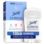 Secret Clinical Strength 100HR Sweat & Odor, Clear Gel Antiperspirant Deodorant for Women, 3X Stress Protection with Hyaluronic Acid, PH Balancing Minerals, Completely Clean Scent, 1.6 oz
