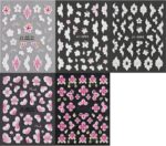 5PCS 5D Floral Nail Art Stickers: Pink White Butterflies - Image 2