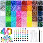 40000Pcs 40 Colors Jelly Rhinestones for Bedazzling,Mix Colors Bedazzling Kit with Rhinestones,3MM SS10 Colorful Resin Flatback Gems kit with Complete Tools for Crafting, Nail Art, Shoes, Books