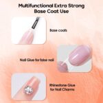 ADHERE Ultra Strong Base Coat for Nail Charms & Press on Nails, 15ml Long-Lasting Gel Polish, Soak Off LED Lamp UV Clear Foundation for Salon & DIY Art Design Manicure