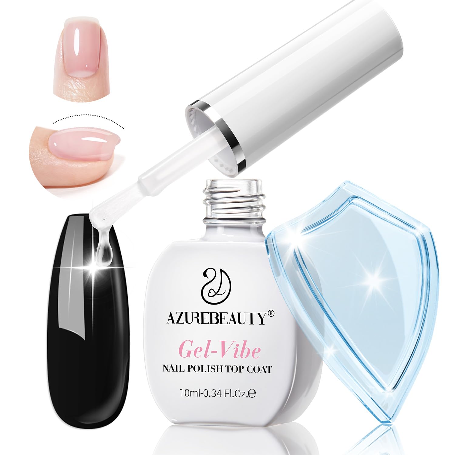 AZUREBEAUTY Clear Quick-Dry Top Coat for Salon-Quality Nails AZUREBEAUTY Top Coat Nail Polish Clear, Quick Dry, Long Lasting, Glossy Shine, Air Dry Formula, Smooth Finish, Natural Nail Lacquer for Manicure & Nail Art, Salon-Quality