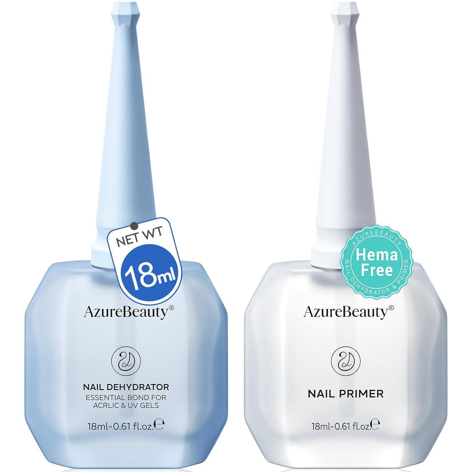 AZUREBEAUTY Nail Dehydrator & Primer: Acid-Free, Long-Lasting Prep. AZUREBEAUTY 18ml Nail Dehydrator and Primer, Acid-Free & Hema-Free Nail Prep Kit, No Lifting Bond for Gel Polish & Acrylic, Quick Dry Professional Natural Nail Primer for Long Lasting Manicure