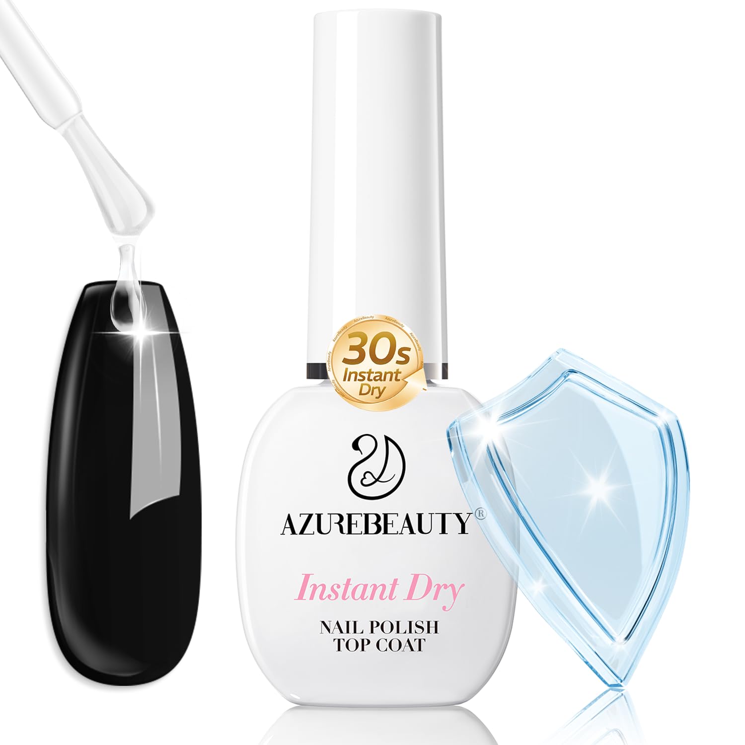 AZUREBEAUTY Quick-Dry Top Coat: High Gloss & Chip Resistant AZUREBEAUTY Instant Dry Top Coat for Nail Polish | 30s Quick Air Dry Clear Nail Polish Top Coat, High Gloss Shine, Chip Resistant, Smooth Finish, Fast Dry Manicure