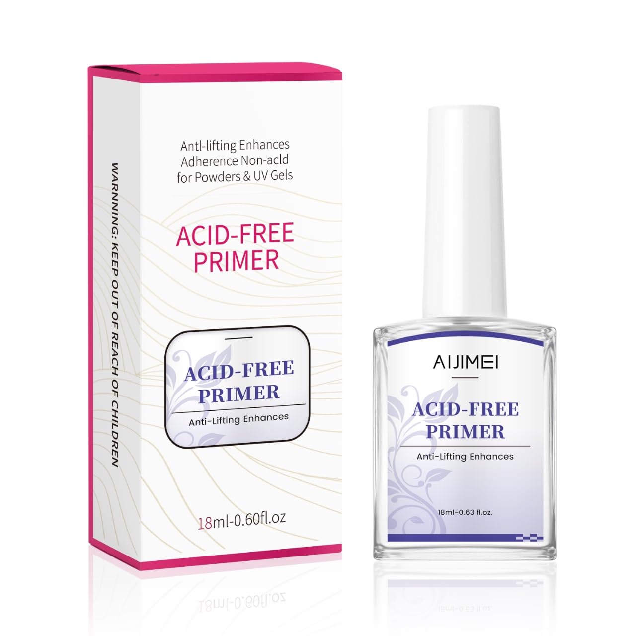 Acid-Free Primer for Gel, Polish, and Acrylic Nails Acid Free Primer 18ml/0.63fl.oz Acid Free Peel Adhesive Primer, Suitable For Gel Nail Polish, Nail Polish And Acrylic Powder Diy Nail Products In Home Salon