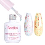 Beetles Glitter Gel Top Coat 15ml – Confetti Fantasy Sparkle Nail Top Coat, Overlay Glitter Effect for Gel Nail Polish, Soak Off UV LED Cured High Shine Long Lasting Nail Art