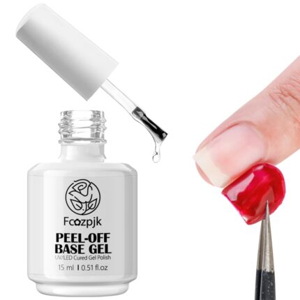 Fcozpjk Peel Off Gel Base Coat, 15ML Clear Peelable Base Coat for Gel Nail Polish Easy Removal without Damage Soak Off UV/LED Curing Press On Tips Glue Nail Art Beginner Home Manicure DIY