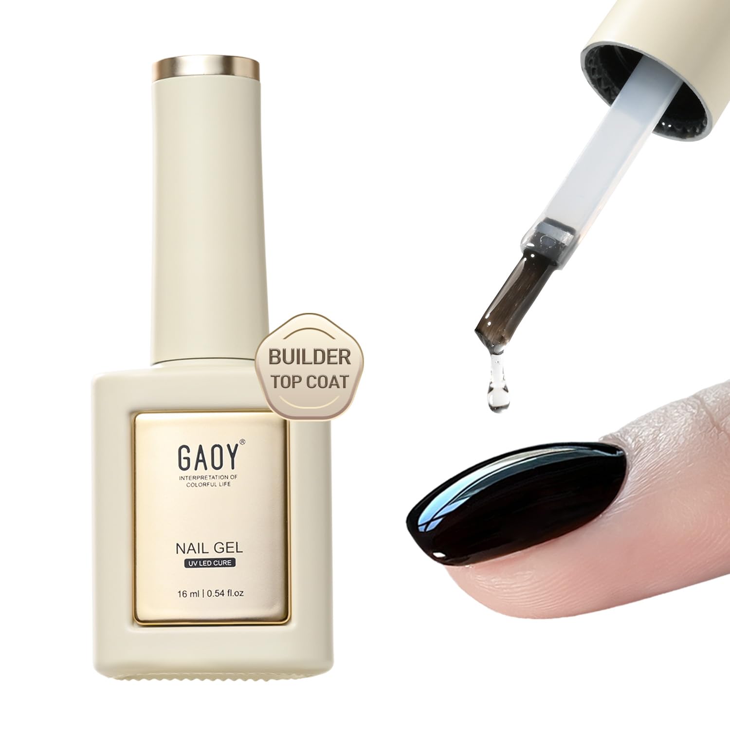 GAOY Builder Top Coat Gel: 16ml No Wipe High Gloss GAOY Builder Top Coat Gel, 16ml No Wipe Clear Rubber Top Coat for Gel Nail Polish, High Gloss Apex Building for Long Lasting UV Light Cure Nail Art