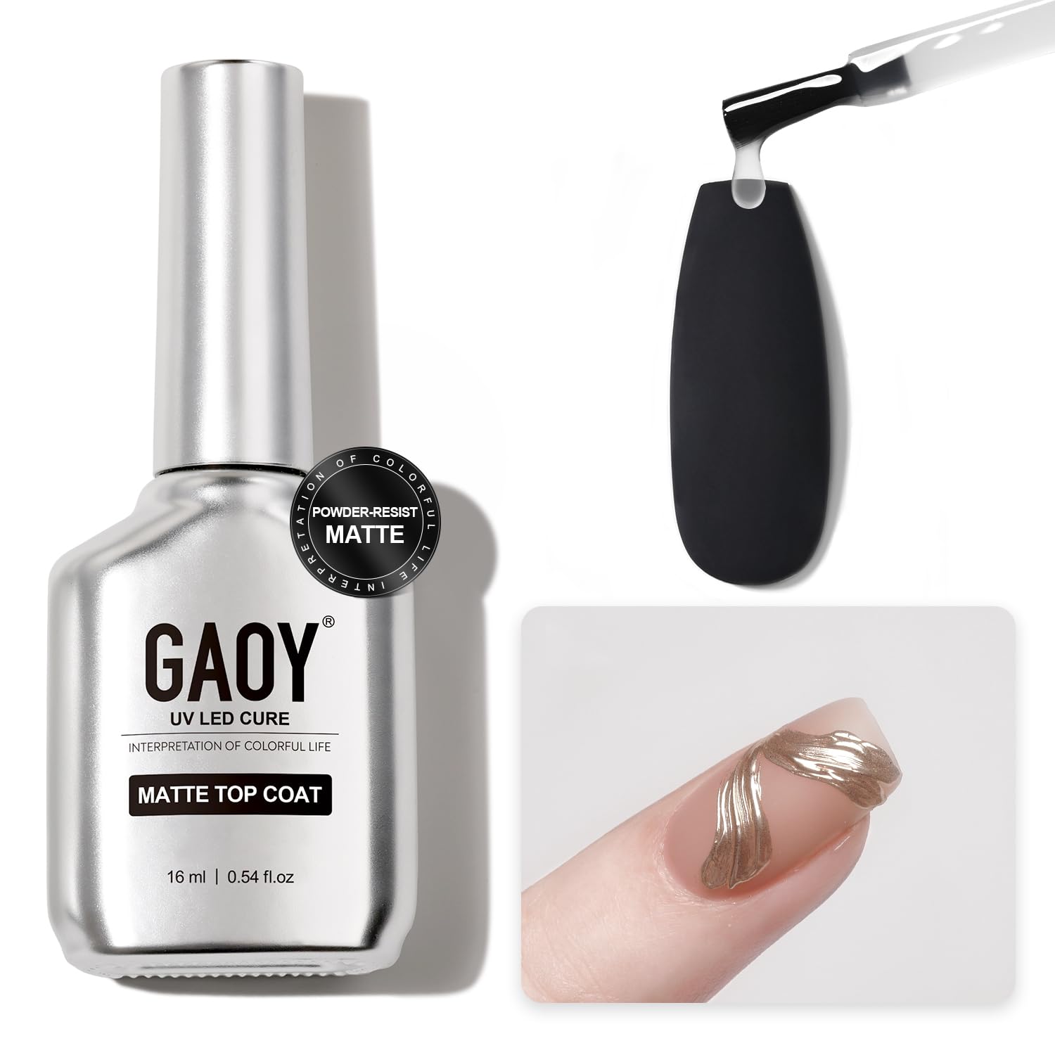 GAOY Matte Gel Top Coat: Long-Lasting, Powder-Resist Finish for Nail GAOY Matte Gel Top Coat, 16ml Powder-Resist Matte Finish for Detail Chrome Powder Painting Long Lasting UV Gel Nail Art DIY