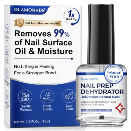 Glamonade Anti-Lifting Nail Prep Dehydrator: Acid-Free Dehydrate for Acrylic Nails and Gel Nail Polish | 15ml Fast Dry Hema-Free Primer Bonder Supplies