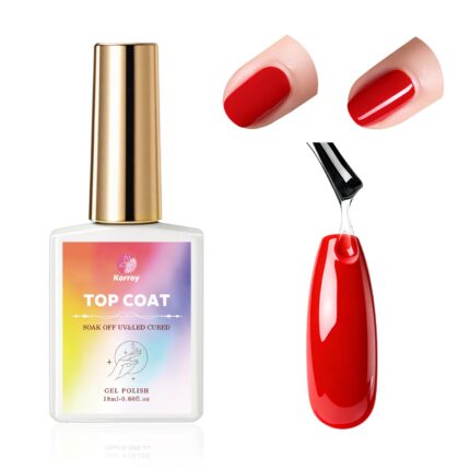 Top Coat for Gel Nail Polish, No Wipe High Glossy Long-Lasting Clear Formula, UV/LED Lamp Cured, Salon-Quality Home DIY, 1PC 18ml